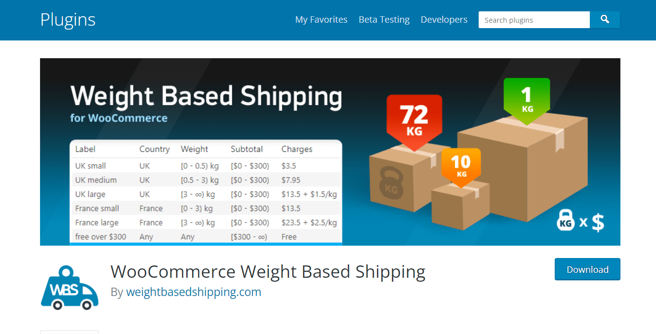 Weight Based Shipping for WooCommerce