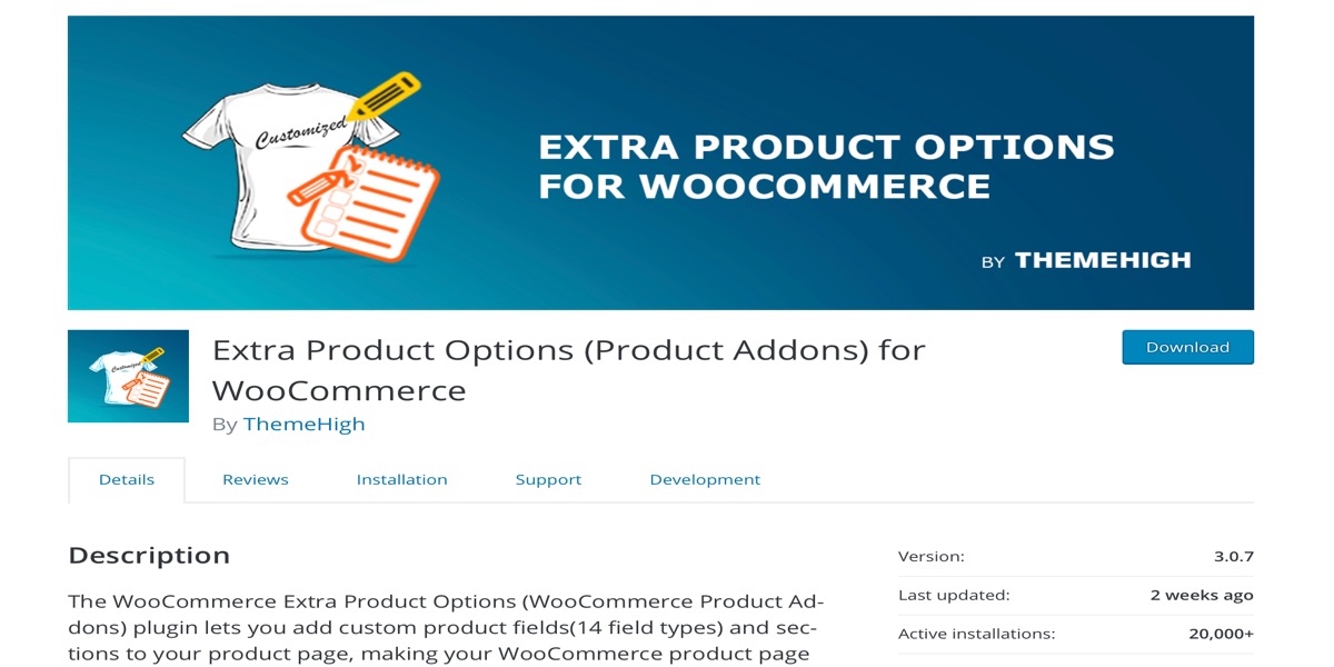 Extra Product Options (Product Addons) for WooCommerce