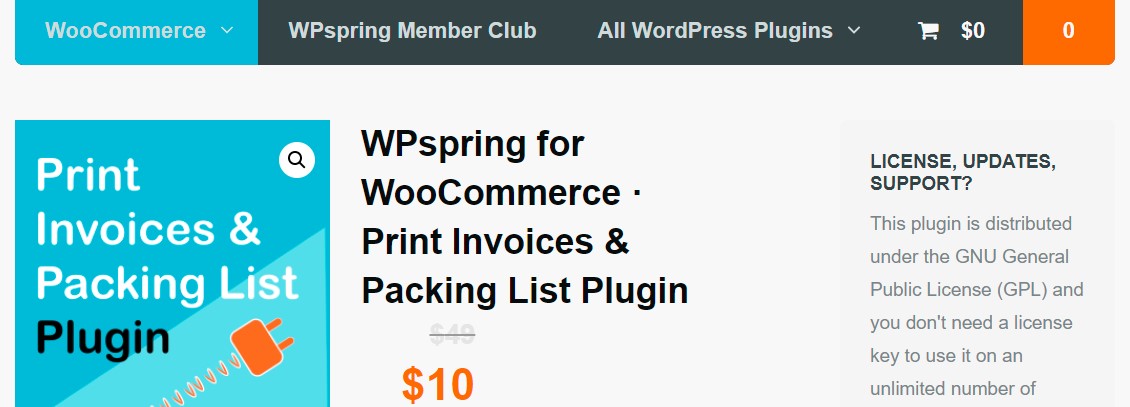 WPspring for WooCommerce - Print Invoices and Packing List Plugin