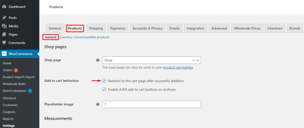 Redirect the cart page after successful addition