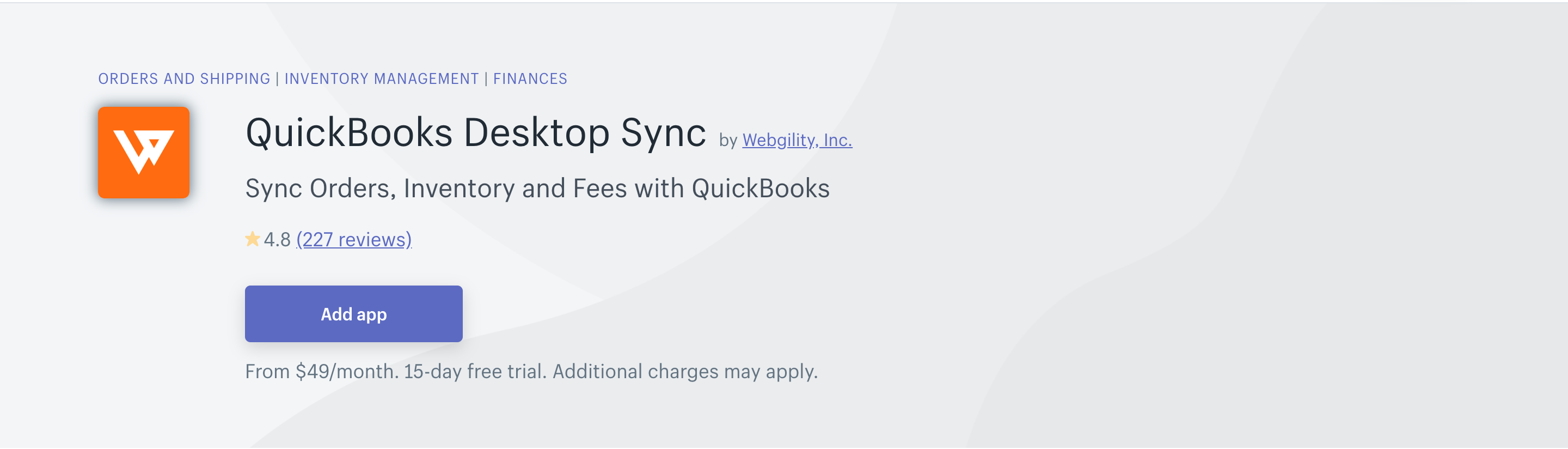 Apps to Integrate Quickbooks and Shopify: Quickbooks Desktop Sync by Webgility
