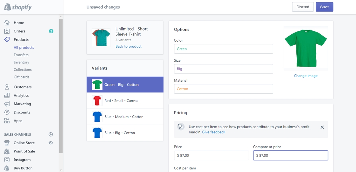 how set compare price variant shopify