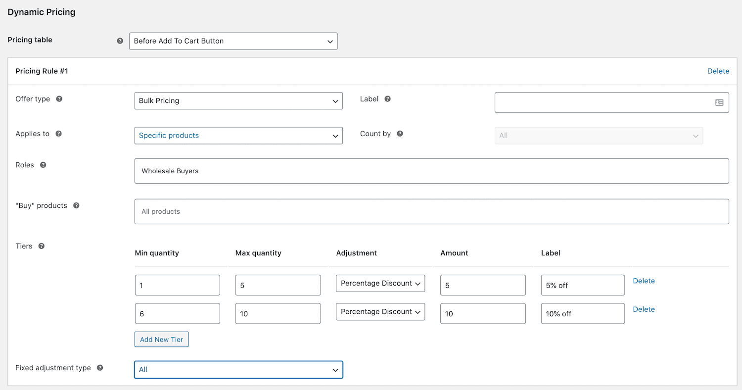 Dynamic pricing