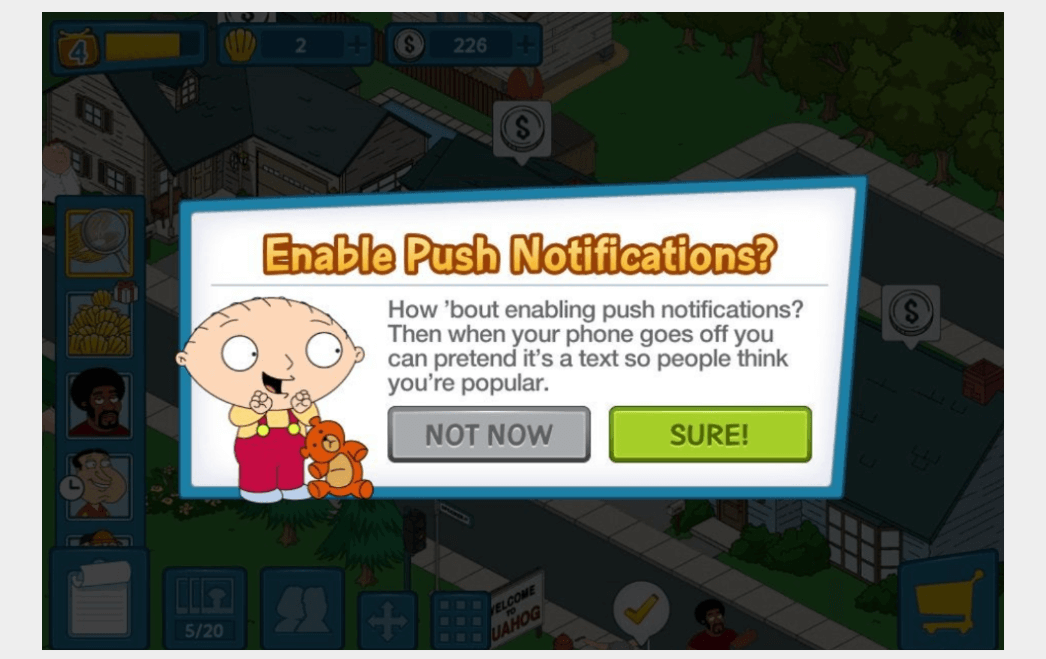Push notifications in gaming