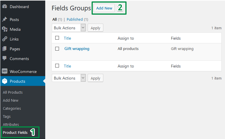 Add new field group