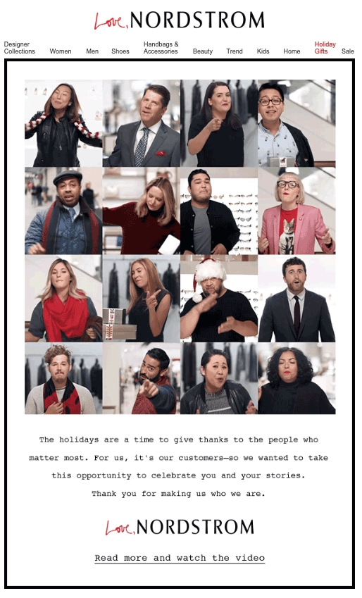 Nordstrom sent a thank you message to their customers