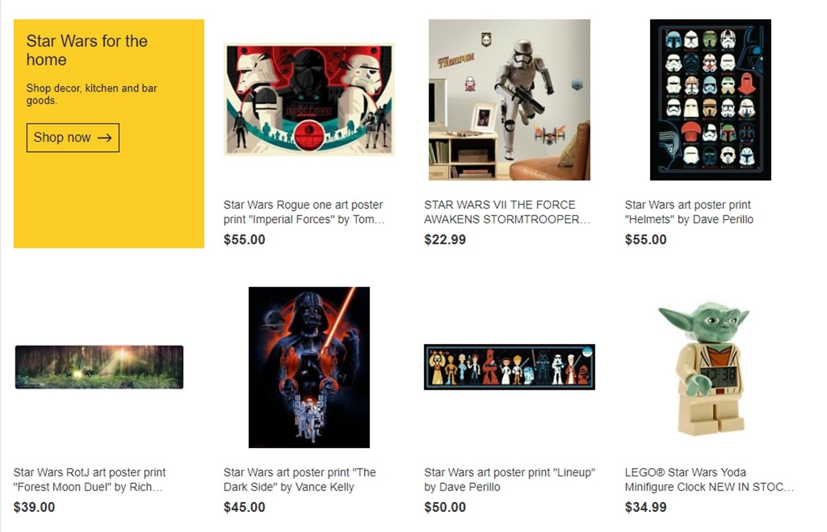 Star Wars themed items on eBay