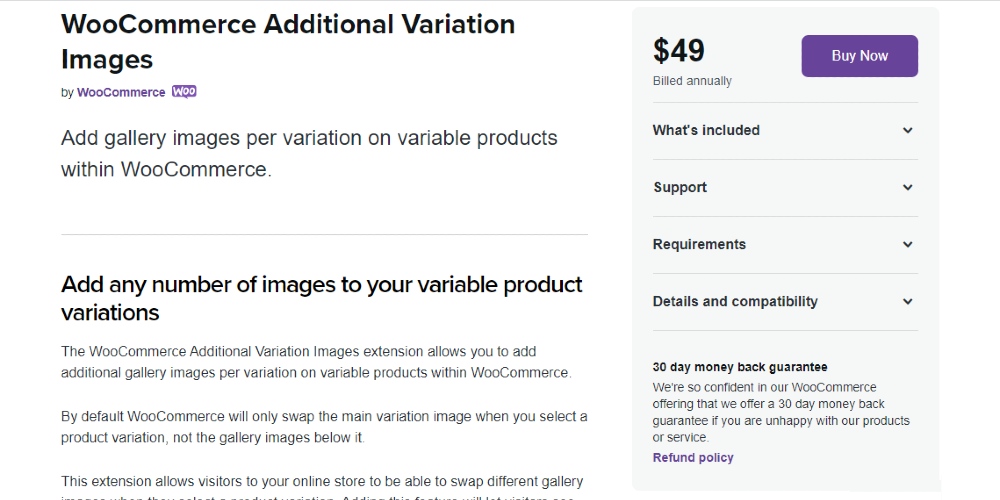 WooCommerce Additional Variation Images screenshot
