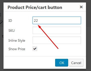 Product price and cart button