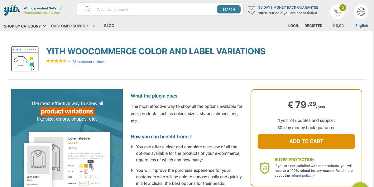 YITH WooCommerce Color and Label Variations