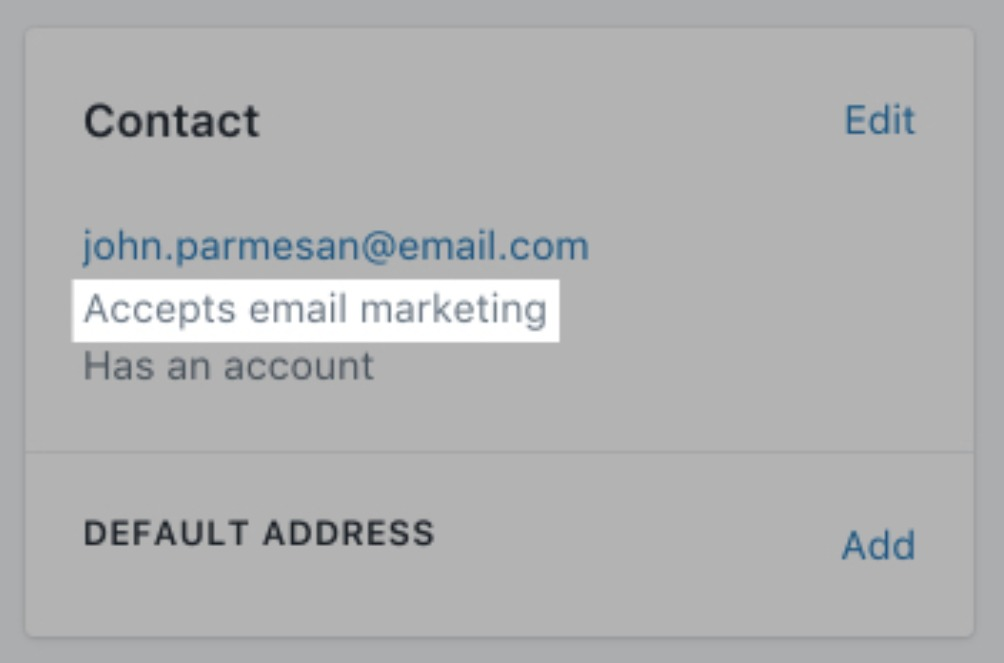 Accepts email marketing