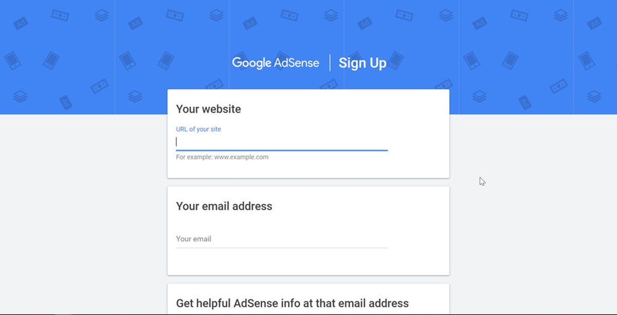 Google AdSense signup