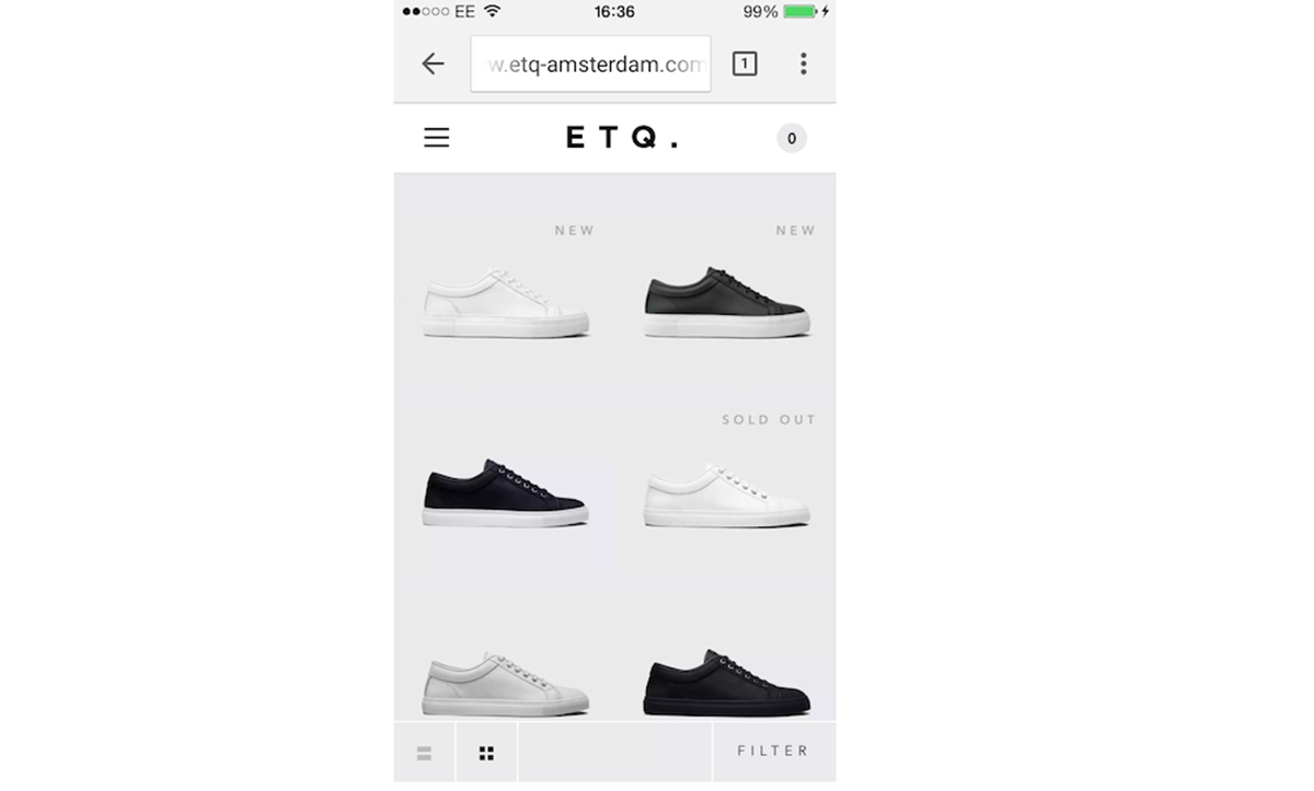 examples of superb mobile eCommerce: ETQ