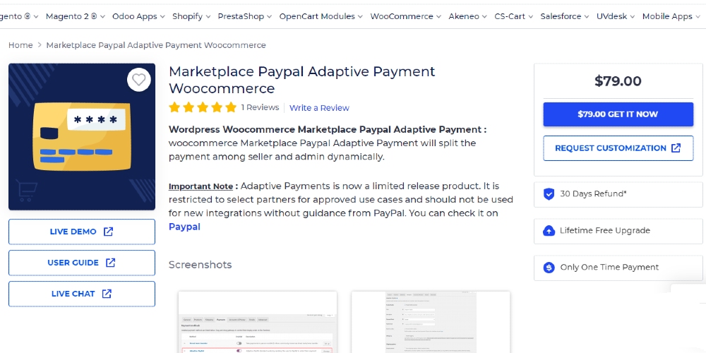 Marketplace Paypal Adaptive Payment Woocommerce screenshot