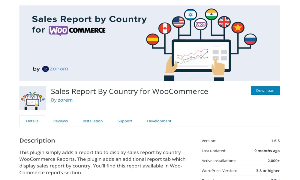 Sales Report By Country for WooCommerce
