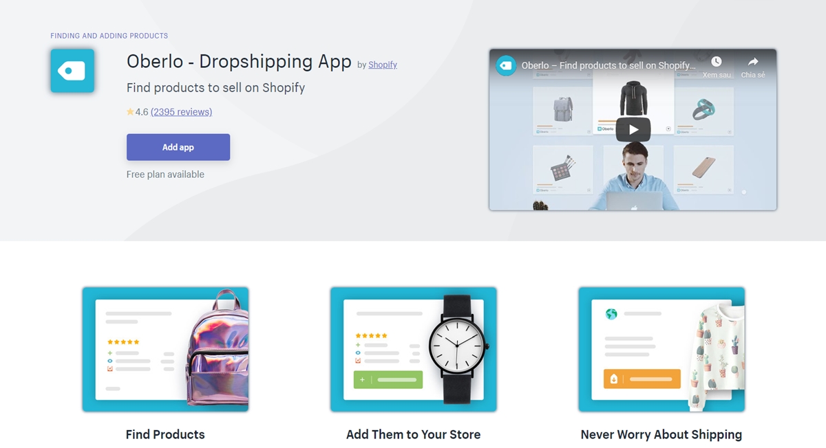 start Shopify Dropshipping: use Oberlo