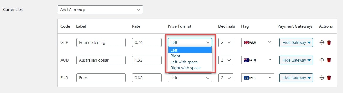 Price format