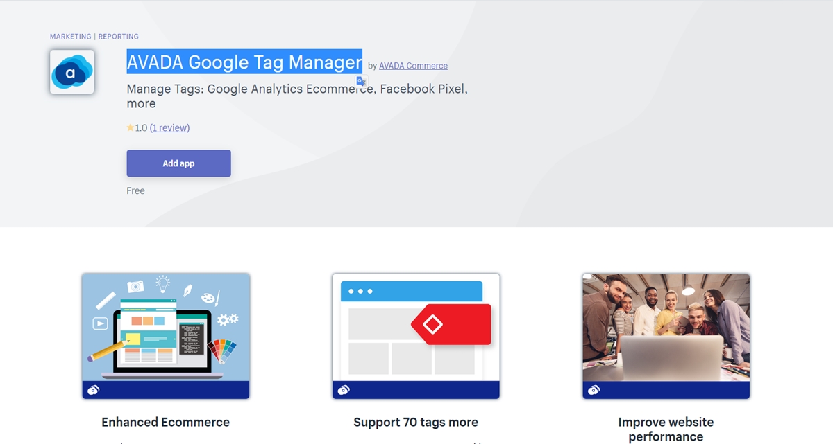 Best Shopify apps: AVADA Google Tag Manager - Manage all eCommerce tags