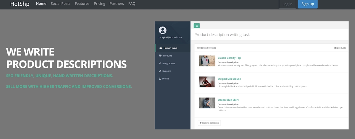 Hotshp - Product description writer