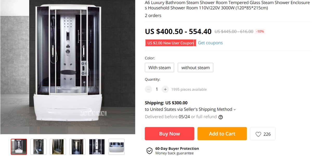 Steam Shower on AliExpress