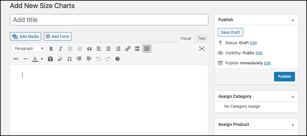 Add the Product Size Chart