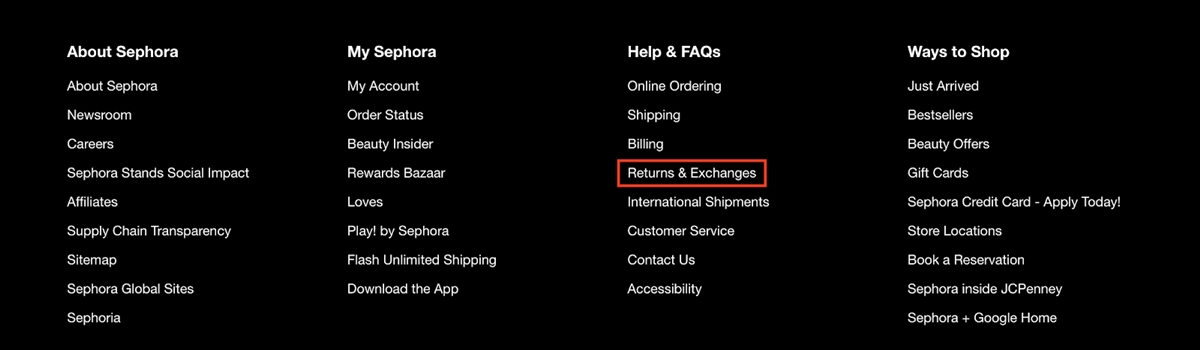 handle dropshipping return tip: place the return policy at the footer of website