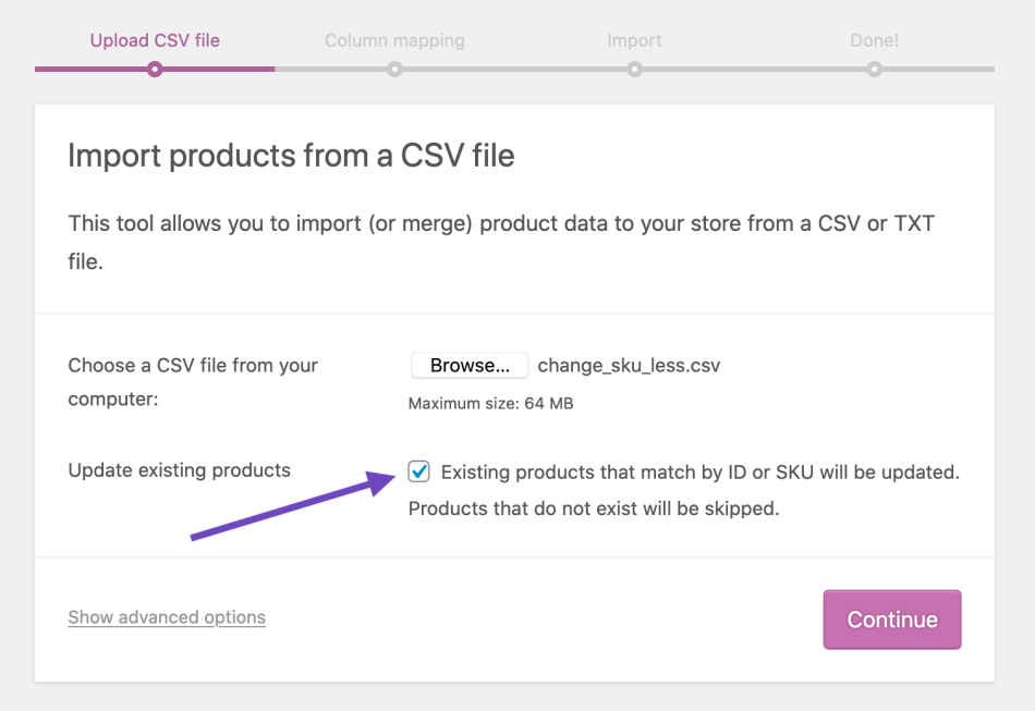 WooCommerce CSV file