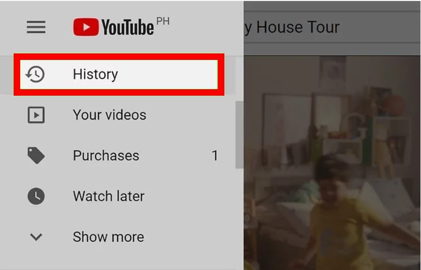 Click on History button