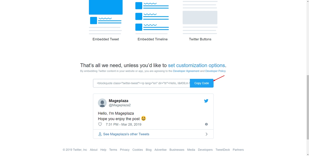 Embed a Twitter feed in your online store