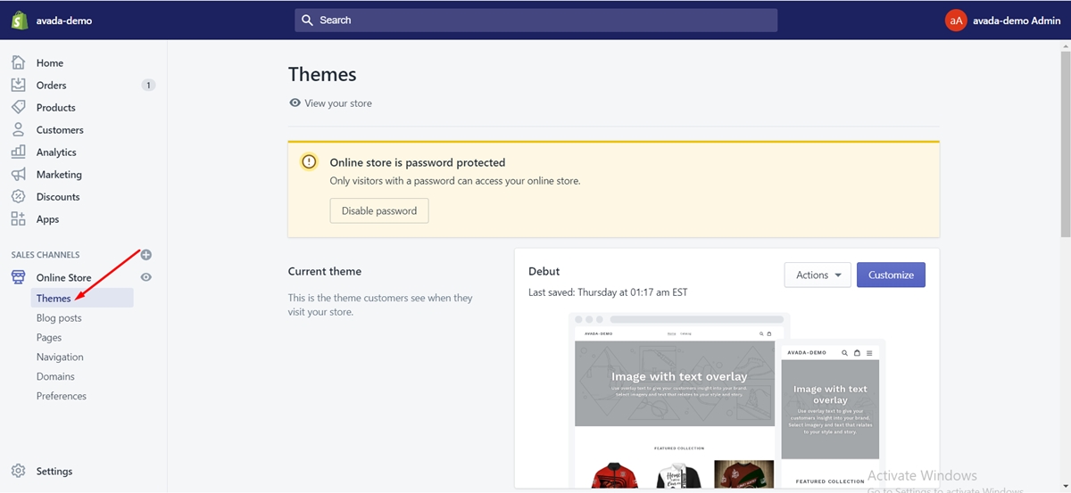Step 3: Go to Online Store > Themes