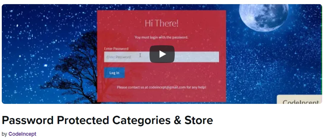 Password Protected Categories & Store by CodeIncept