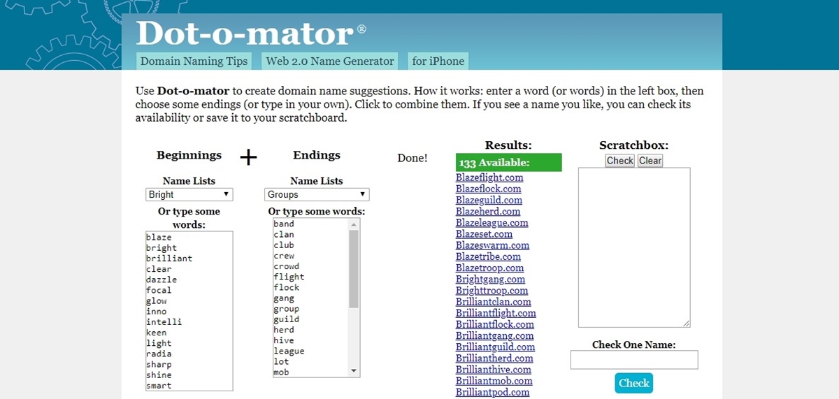 Dot-o-mator Shopify Business Name Generator