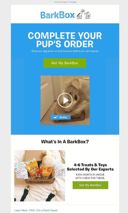Barkbox's abandoned cart email is really fun