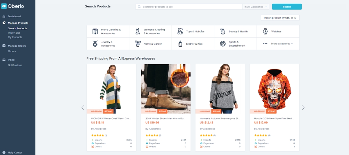 add product to Shopify for dropshipping with Oberlo