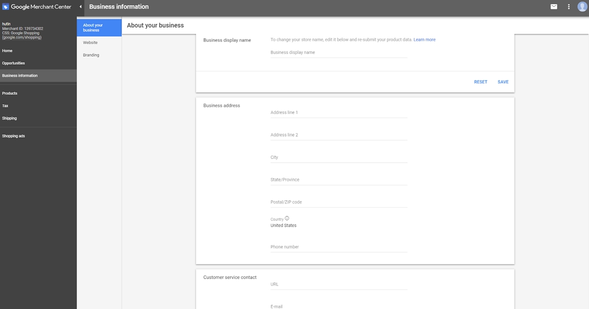 Setting up Google Shopping ads: Create a Merchant Center account