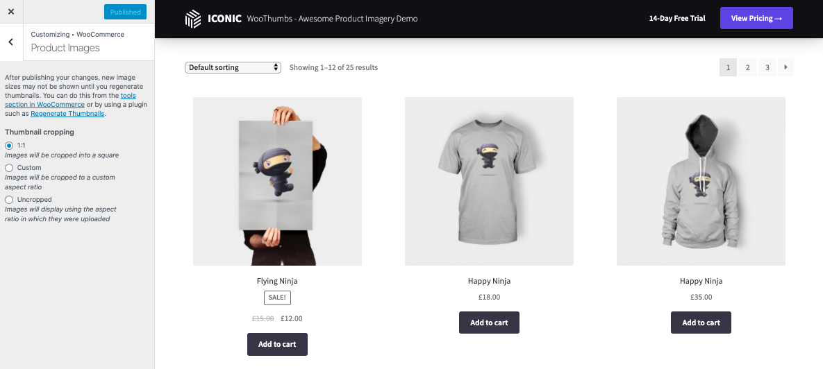 Set hard crop or thumbnail cropping for WooCommerce products