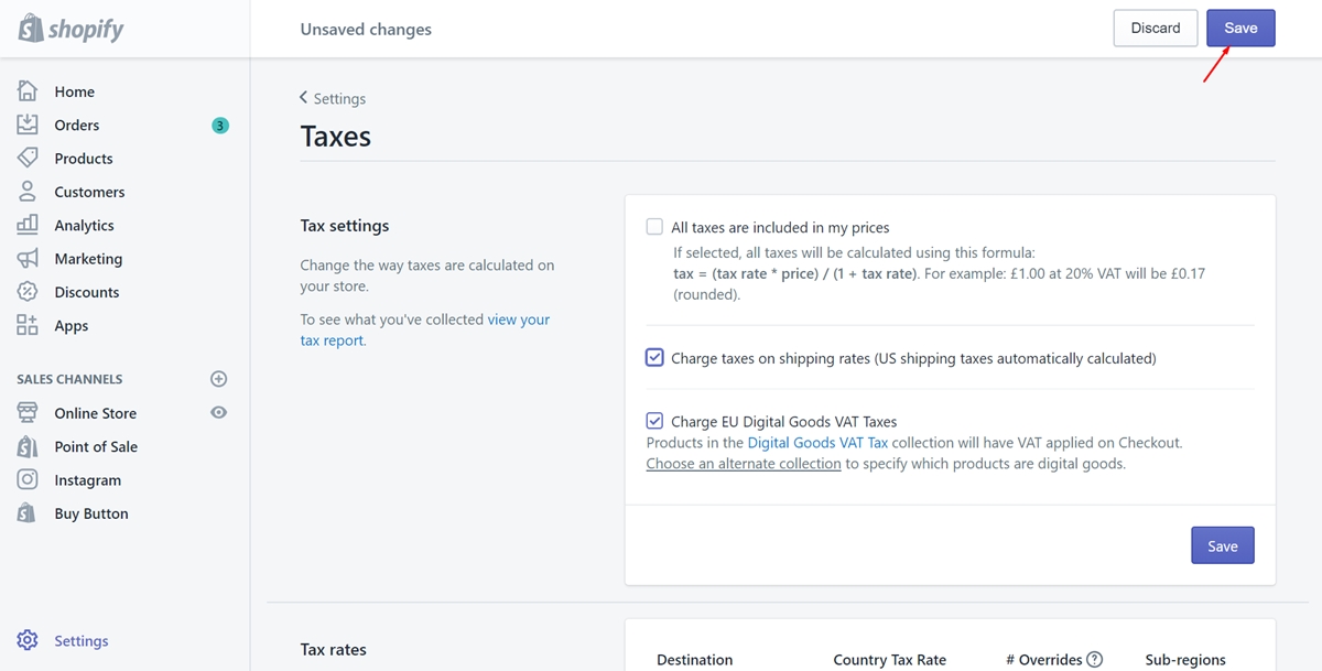How to charge taxes on shipping rates