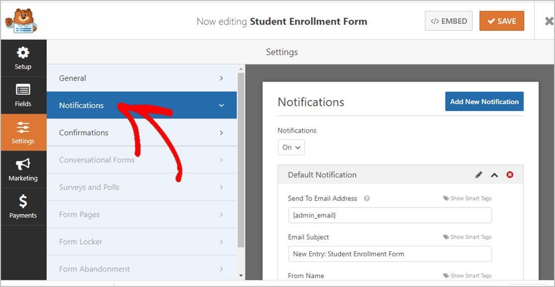 wpforms notifications