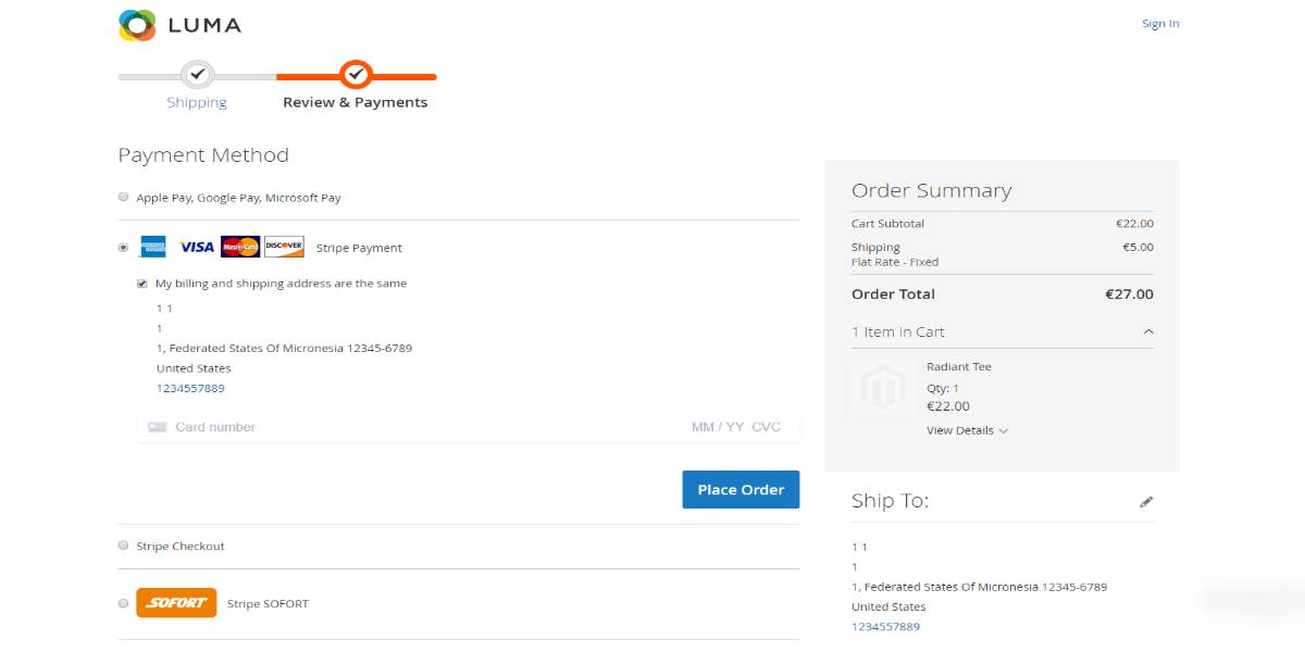 Magento Payment sample
