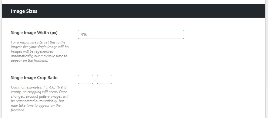 Customize image sizes