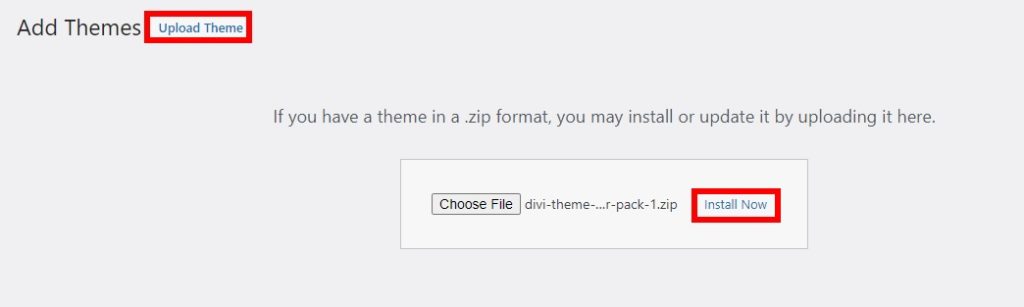 Upload the zip file