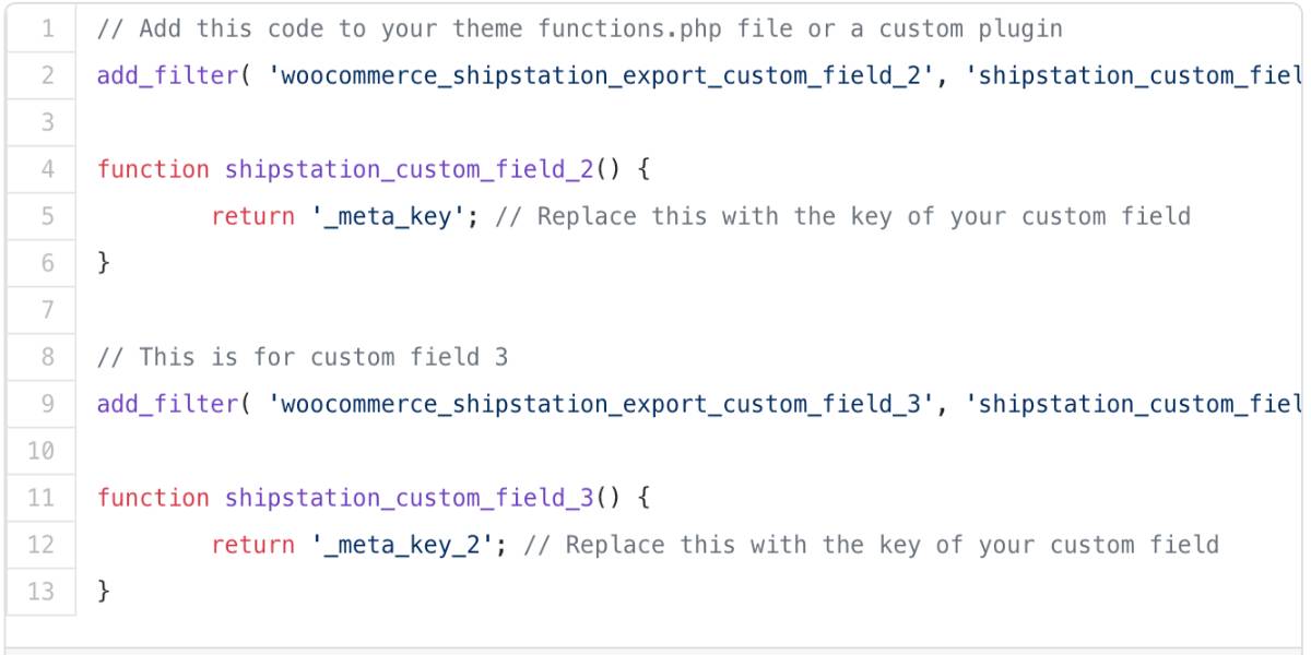 The sample code of Custom Fields 2 and 3