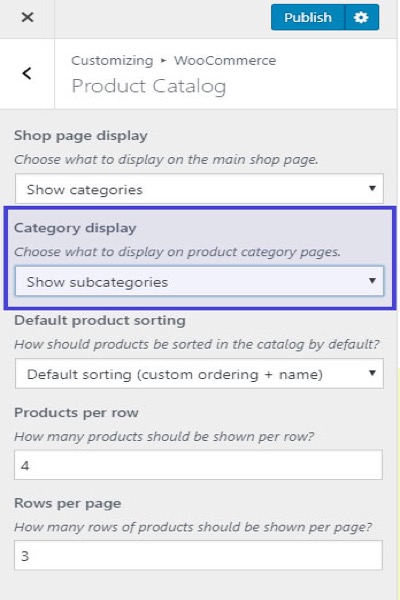 Display product categories on Shop page