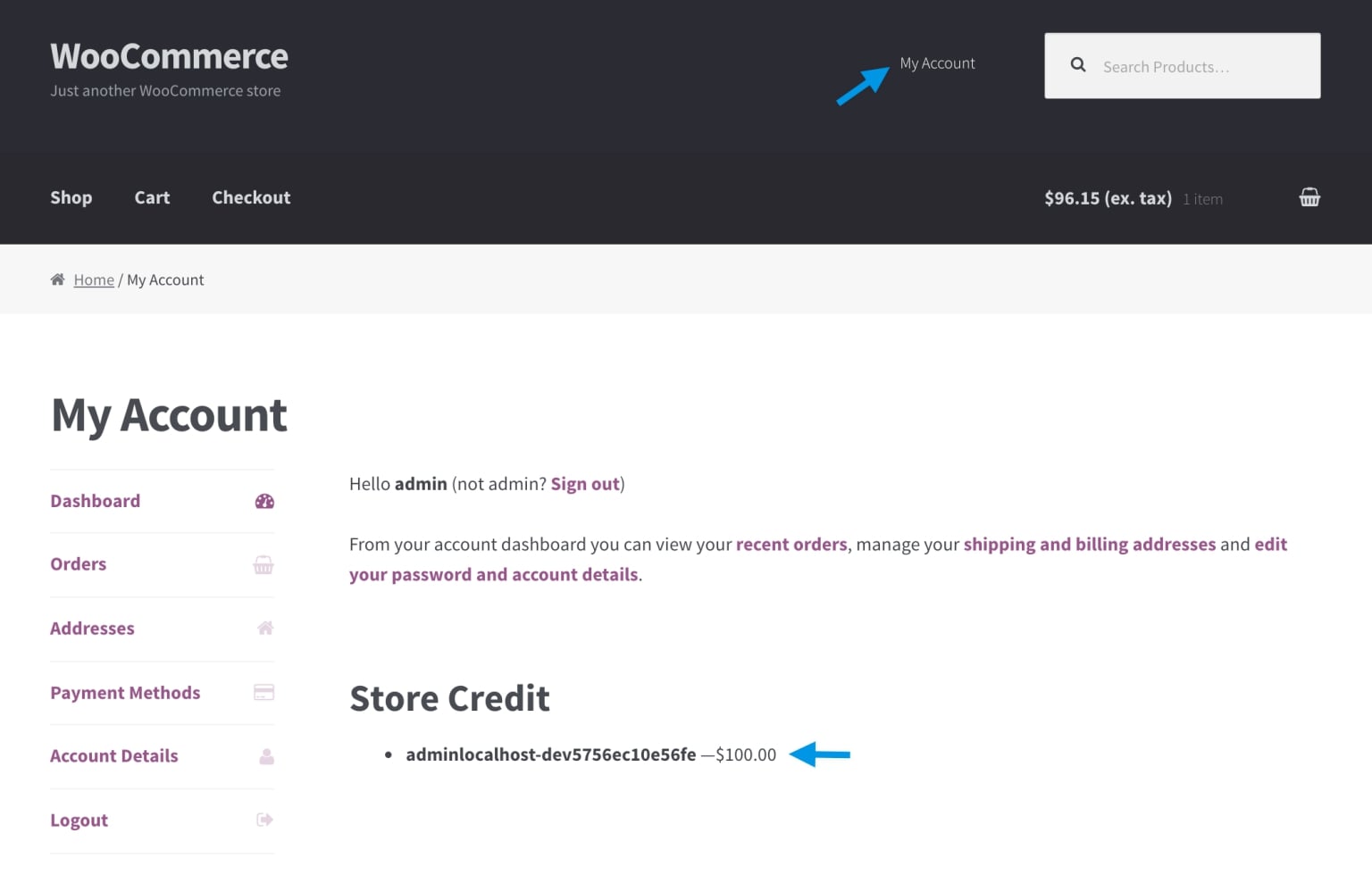 WooCommerce My Account page