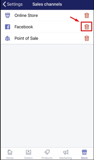 remove an online sales channel from your Shopify admin on iPhone