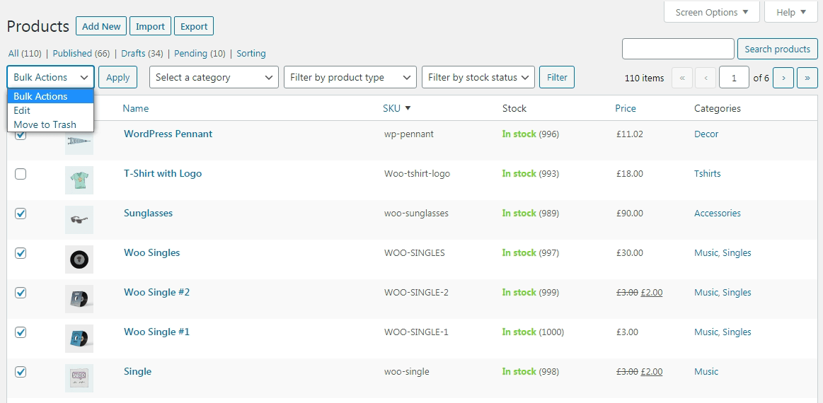 Using the default WooCommerce setting