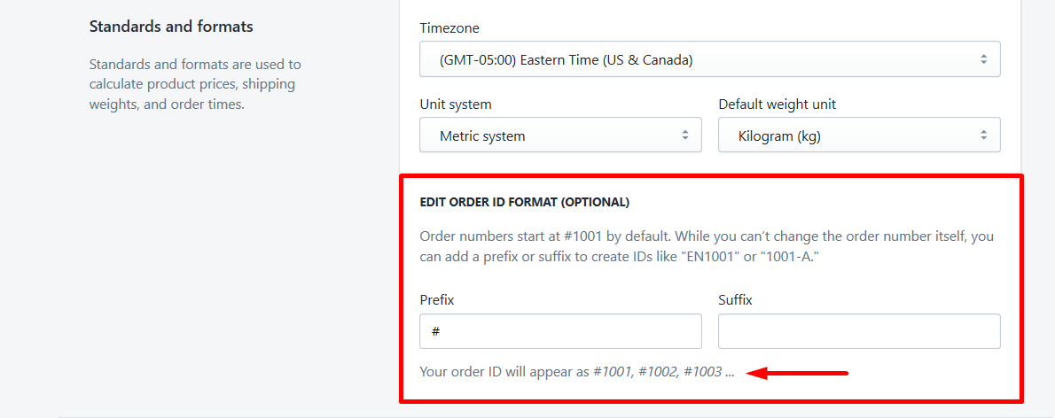 change order number in shopify