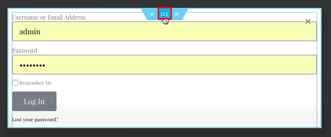 The form below will appear. Then, by choosing the editing icon, you can begin modifying the login form to your liking.