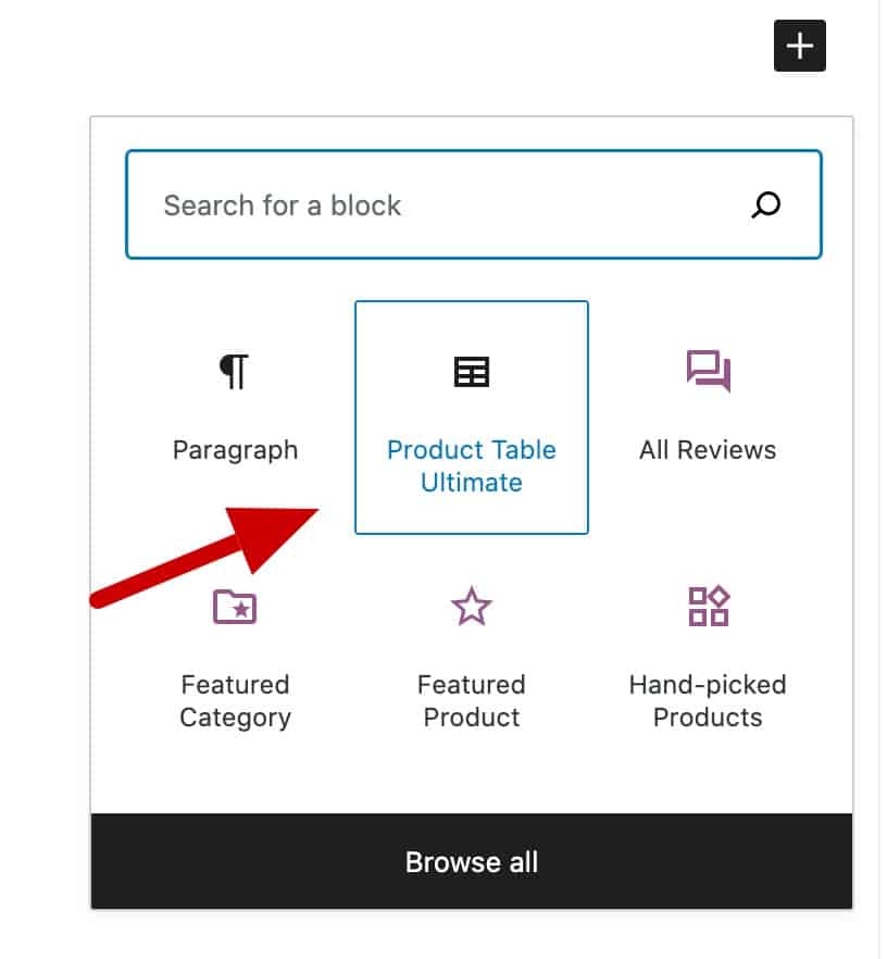 Select Product Table Ultimate option