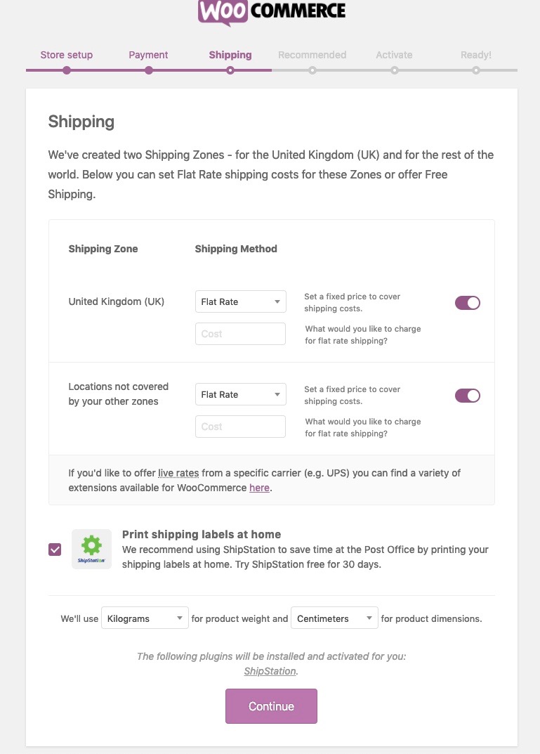 Configuration of Payment and Shipping